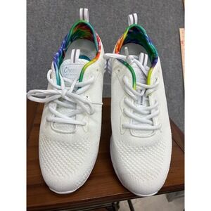 Tony Little Cheeks Fit Body White Knit Rainbow Tie Dye Sneakers 765937 Womens 7